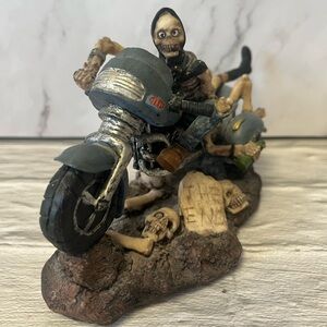 Skeleton Biker On Chopper Figure Statue